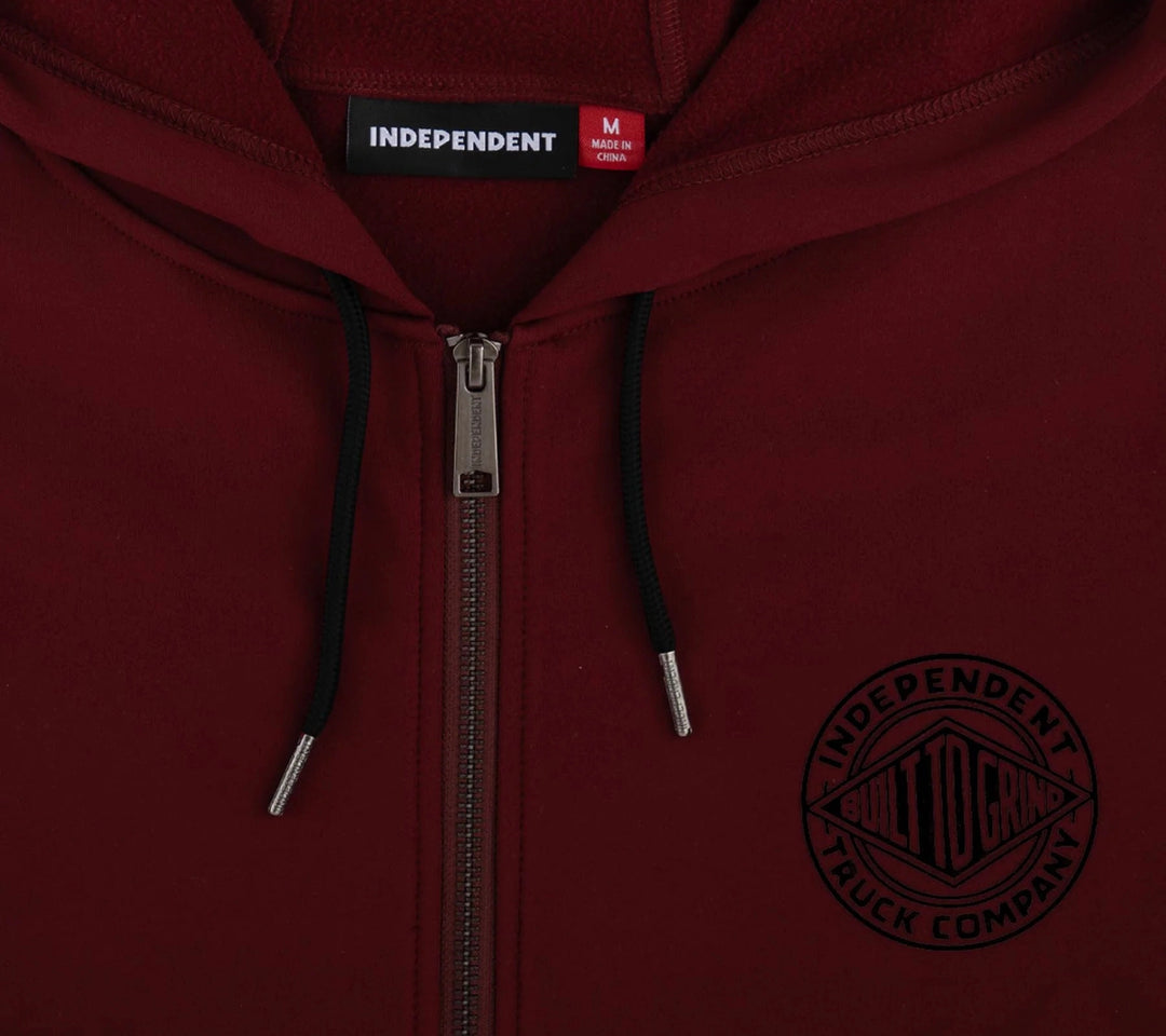 Independent Clipper Zip Hoodie, Burgundy