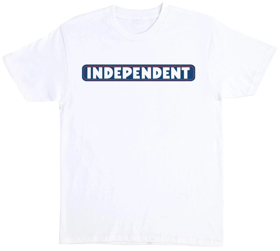 Independent Bar Logo Tee, White Blue