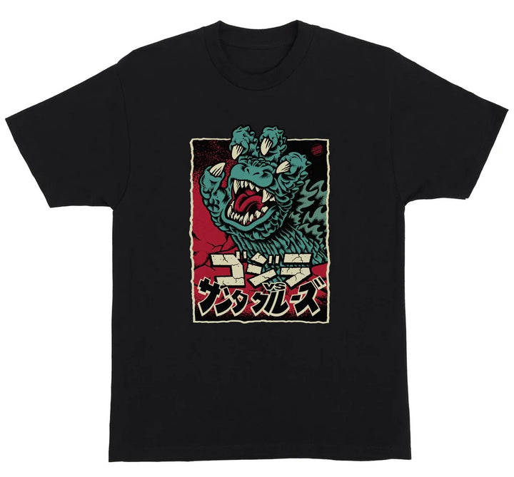 Santa Cruz x Godzilla Hand Front Tee, Black