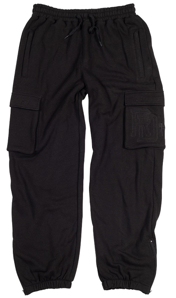 RDS Monogram Cargo Sweatpants, Black