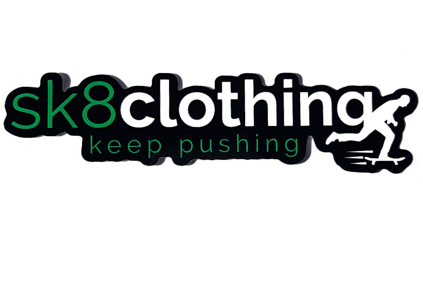 SK8 Clothing Keep Pushing Sticker, Black